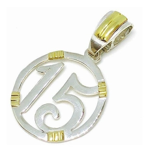 Imagen 4 de 10 de Cadena Con Dije 15 Años Plata Y Oro (d072)