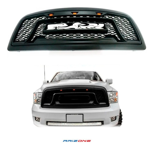 Parrilla Dodge Ram 1500 Negro Luz Led Ambar 2009 2010