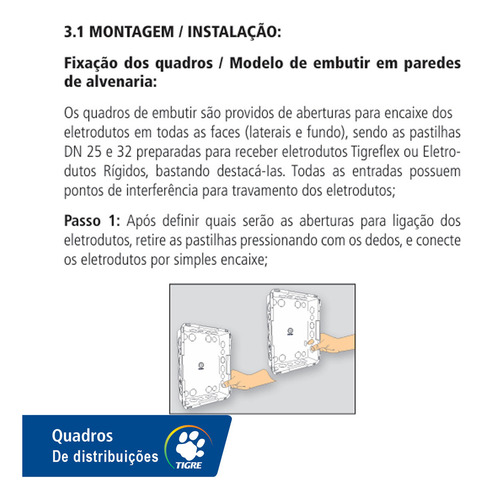 Quadro De Embutir De 6/8 Disjuntores Tigre C/ Barramento