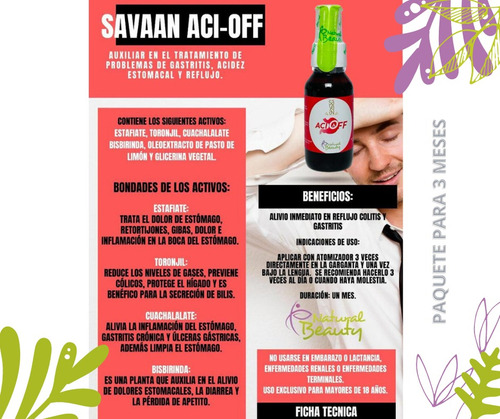 Alivio Al Instante Acidez Y Reflujo | Gastritis Aci-off 3 P