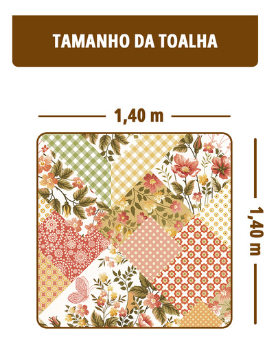 Toalha Mesa Plástica Térmica Flor Patch 4 Lugares 1,40