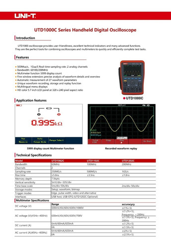 Osciloscopio Digital 100 Mhz, 2ch/analog Utd1102c
