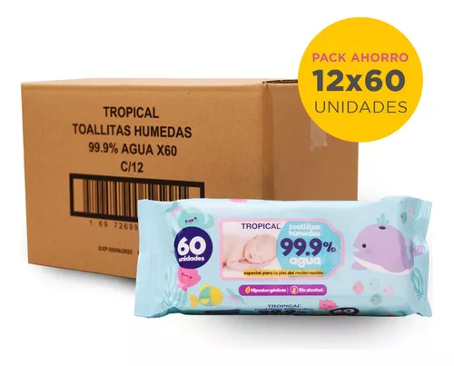 Caja 12 toallitas húmedas, 60 uds c/u, Aqua Baby - Aqua Baby