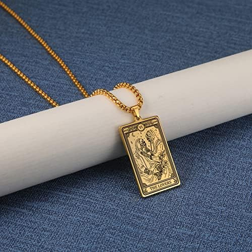 Teamer Collar De Tarot Esqueleto Amuleto De Acero Inoxidable