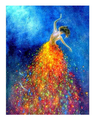 5d Pintura Por Diamantes. Niña Bailando Con Estrellas