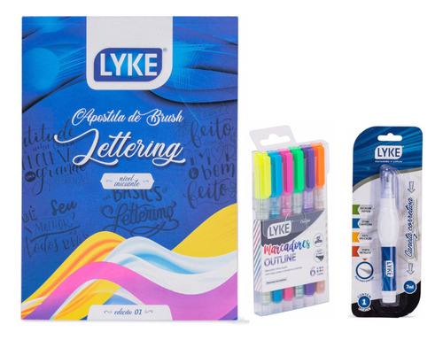 Kit Caneta Outline Linha Dupla Apostila Letter Branquinho 