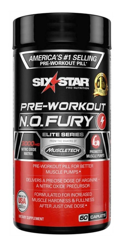  Pre Workout No Fury Óxido Nítrico Six 60caps Usa Import