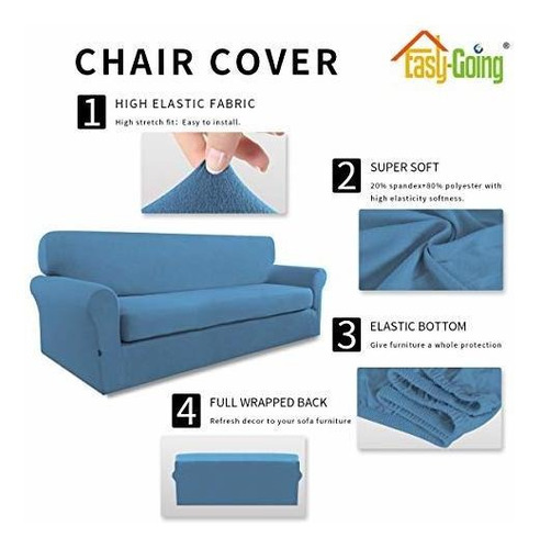 Funda De Sofa Elastica Easy-going De 2 Piezas Azul Claro
