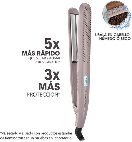 Combo Secadora + Alaciador C/ Ceramica Remington Wet 2 Style Color Rosa