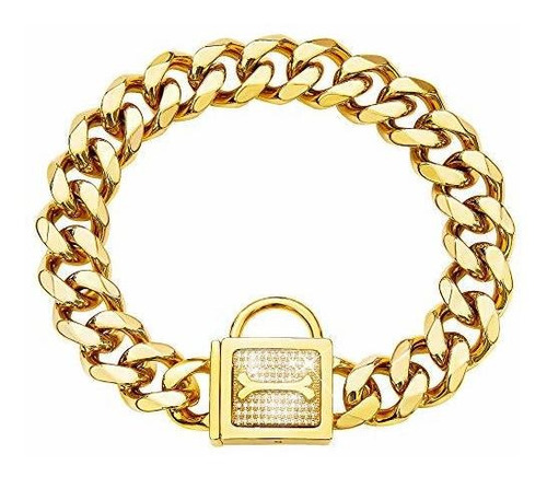 Bmusdog Gold Chain Dog Collar Con Bling Bling Cz 1h56k