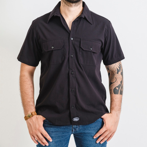 Camisa Workshirt Fallon Preta Confortável E Fresco. 