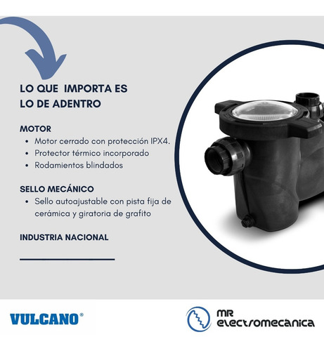 Imagen 6 de 10 de Kit Vulcano Pileta: Bomba Autocebante 1/2 Hp + Filtro Vc20
