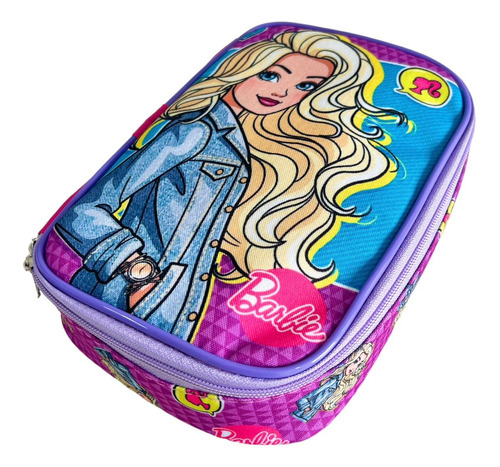 Estojo Box Escolar Barbie Organizador 100 Pens Grande Menina