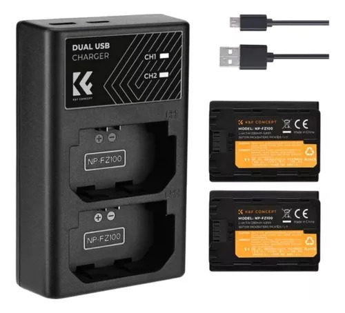 Cargador Doble Usb +bater K&f Concept Np-fz100 Para Sony