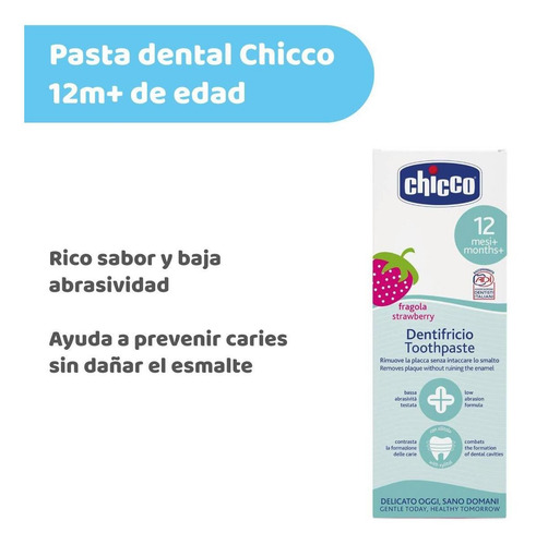 Imagen 2 de 5 de Chicco Pasta Dental 12m+ Sin Flúor, Sabor Fresa