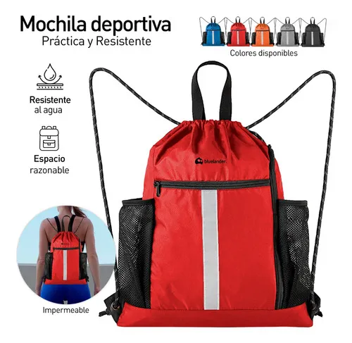 Mochila Deportiva De Gym Gimnasio Viaje Impermeable Con Cordón Para  Deportistas Color Rojo