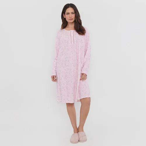 Camisa De Dormir Mujer Algod n Rosado Print Corona Cuotas sin