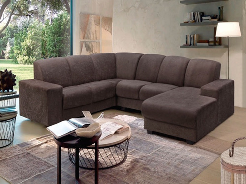Sofa Esquinero Juego De Living Sillon Marron Leblon