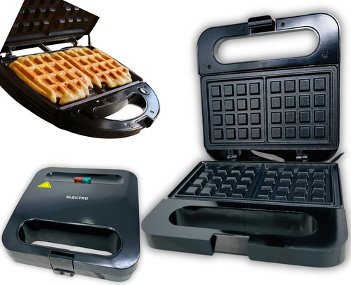 Máquina De Waffler Portátil - Caseira Antiaderente 850w