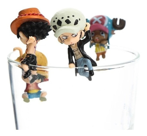 Set 5 Pequeñas Figuras One Piece Para Decoración Vasos