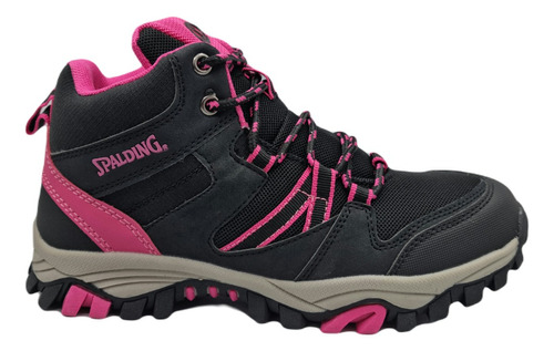 Zapatilla Niña Outdoor Caña Alta Negro Y Rosa Znc1003