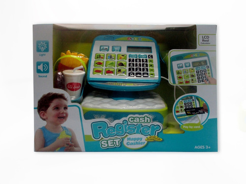Caja Registradora Con Cestita De Compras Y Comida Rápida.