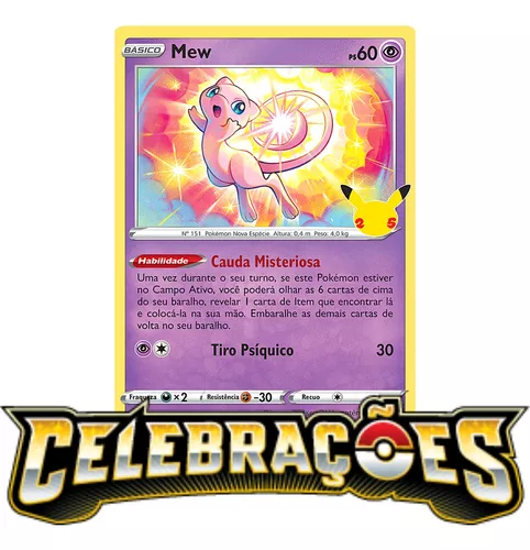 Carta Pokémon Mítico Mew Shiny Full Art Celebrações