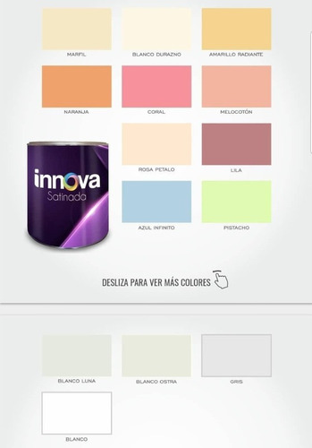 Imagen 2 de 2 de Pintura Caucho Satinada Blanco Ostra Innova Galon