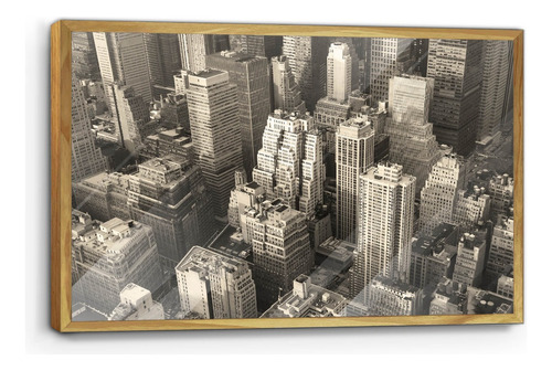 Cuadro De Madera Con Poster Nueva York B/n 45x70cm