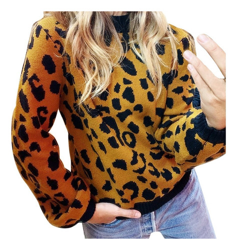 Ladies Long Sleeve Sudadera Leopard Sweater 1282