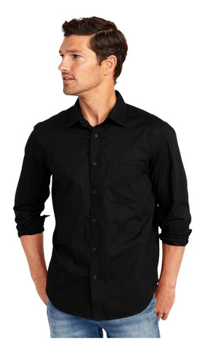 Camisa Hombre Old Navy Manga Larga Regular Fit Negro