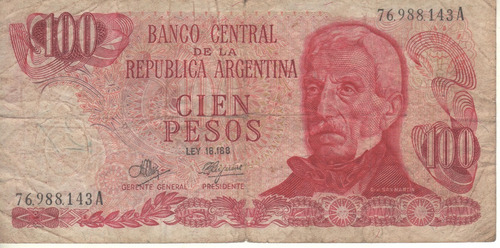 Bottero 2386 - Billete De 100 Pesos Ley Año 1972 - B+