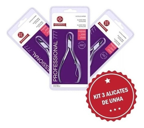 Kit 3 Alicates De Cutícula Mundial 777 Inox