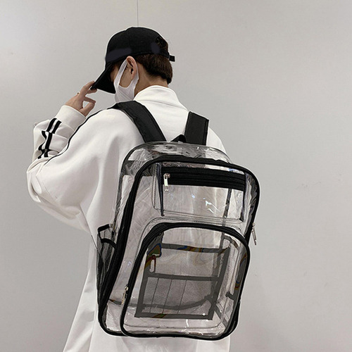 Mochila Transparente Correa Reforzada De Pvc Resistente Al