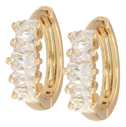 Aretes Arracadas Chicas Oro Laminado Huggies Swarovski Mujer