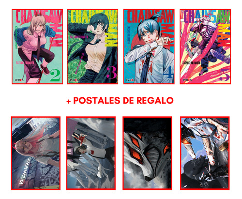 Combo Chainsaw Man 2 A 5 + 4 Postales - Manga - Ivrea