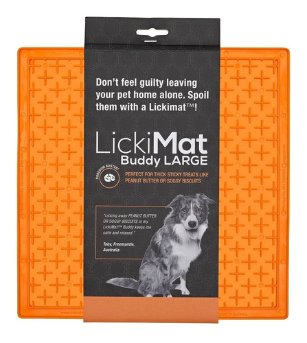 Tapete De Lamber P/ Cachorro Lickimat Buddy Laranja Grande