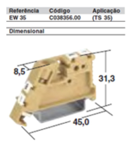Poste Final P/ Conector Passagem Poliamida Ew 35 Conexel