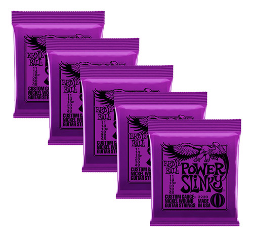 Kit C/5 Encordoamento Ernie Ball Guitar 011 Po Slinky 2220