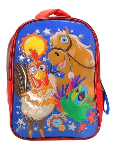 Imagen 2 de 8 de Mochila Espalda Jardin 12puLG Granja Zenon Con Musica Manias