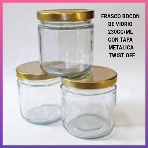 Frasco/envase Bocon 230cc/ml Con Tapa Metálica Twist Off