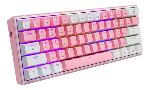 Teclado Redragon Fizz Pro K616-rgb Inglés Us Rosa Rgb