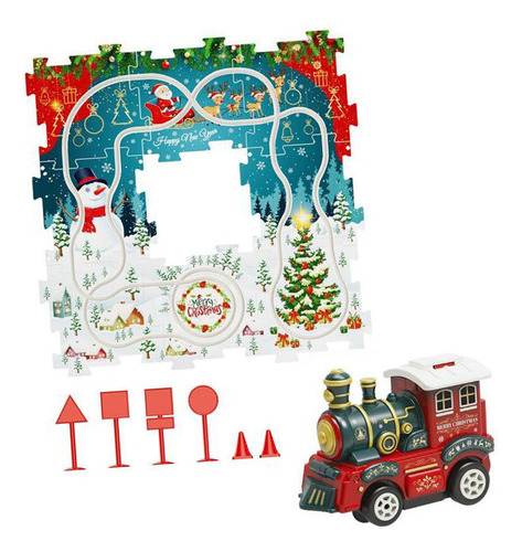 Juego De Rompecabezas De Tren Navideño Con Vías, 15 Piezas
