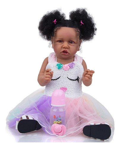 Bebé Reborn Afro Muñeca Realista Silicona Suave 60cm Unicorn