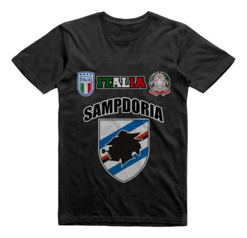 Remera Infantil Negra Uc Sampdoria Italia