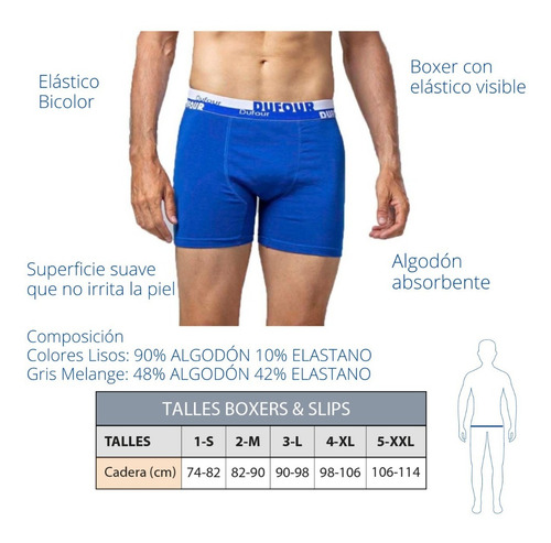 Imagen 3 de 7 de Pack X6 Dufour Boxer ALG.y Lycra C/elastico A.12024 T. S/xxl