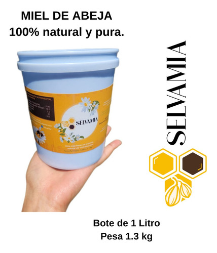 Miel De Abeja Orgánica 100% Pura 1.3 Kg