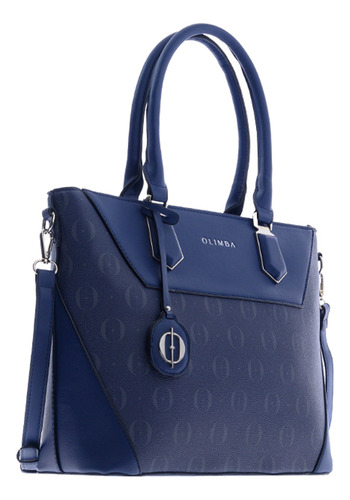 Bolsa Tote De Mujer Grande Compartimientos Amplios 88519 Azul Marino Lisa Oro