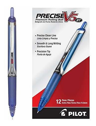 Pilot Precise V5 Plumas Azules Retráctiles, Docena Caja,