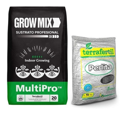 Sustrato Growmix Terrafertil Multipro 20lt Perlita 5lts Grow